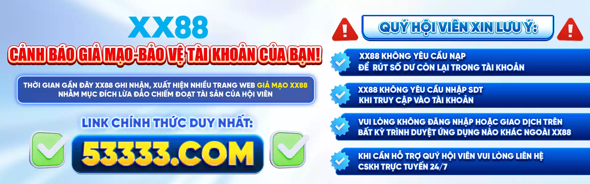 Banner cảnh báo XX88